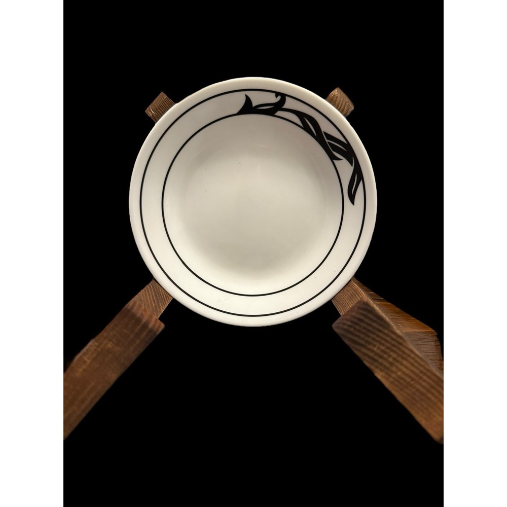 Corelle Lyrics Black (3) Replacement Plates 6-3/4" White Black Leaves Bread - Picture 1 of 5